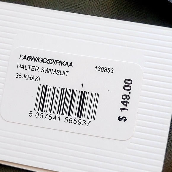 NWT Ted Baker Olive Green One Piece Halter Swimsuit 4 - Picture 7 of 9